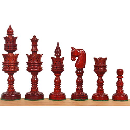 RoyalChessMall - 4,7 "handgeschnitzte Schachfiguren der Lotus-Serie aus gewichtetem Bud-Rosenholz von RoyalChessMall