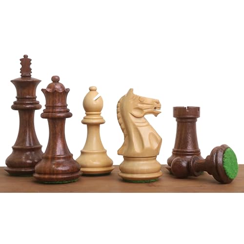 RoyalChessMall- Golden Rosewood 3,5 "Fierce Knight Staunton Schachfiguren-Set - Gewichtetes Schachspiel von RoyalChessMall