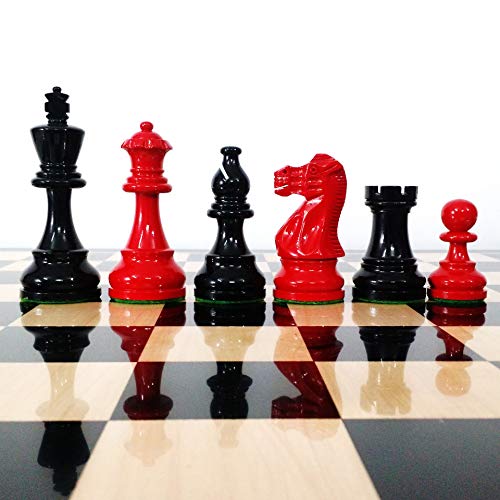 RoyalChessMall - Rot und Schwarz bemalte Schachfiguren, nur in klassischem Staunton Design - gewichtetes Holz von RoyalChessMall