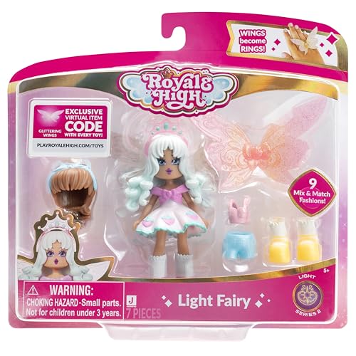 Royale High 7,6 cm große Lichtfee-Modepuppe – 1 Figur mit 9 Modeaccessoires – Virtueller Artikelcode enthalten – Serie 2 – ab 5 Jahren von Royale High