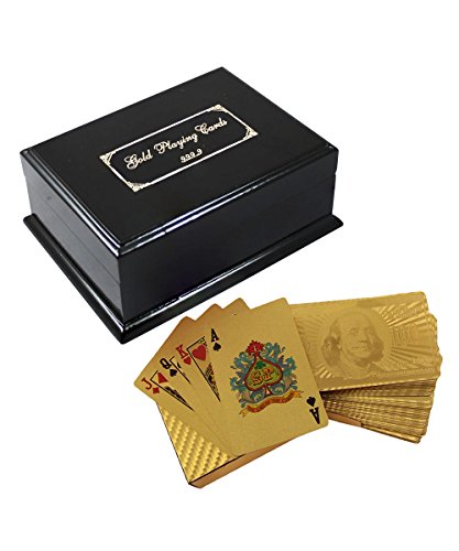Spielkarten, elegantes Deck, 24 K vergoldet, flexibel, vollständiges Poker-Deck, 99,9% vergoldet – mit Box von RoyaltyLane