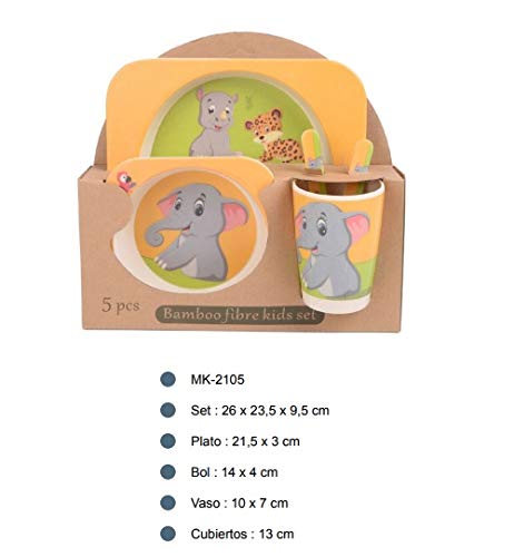 Roymart-Set 5 Teilig Bambu Dinner Kids Elephant Kindermöbel Farbe (Mehrfarbig) (MK-2105) von Roymart