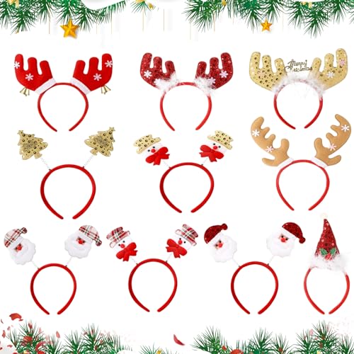 Royouzi 10 Stück Weihnachts Haarreif Weihnachts Kopfschmuck, Stirnband Haarreifen Haarschmuck Weihnachtsdeko mit Weihnachtlichen Aufklebern für Kinder & Erwachsene von Royouzi