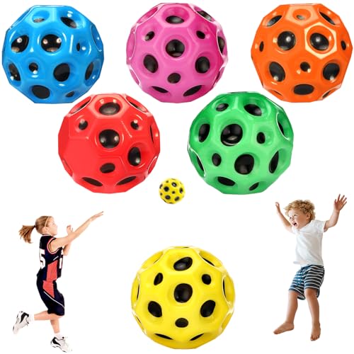 Royouzi 6PCS Astro Jump Ball, Astro Jump Ball Moon Ball Bounce Ball, 66mm Bouncing Ball für Kinder, Hohe Springender Gummiball Sprünge Ball EIN Knallendes Geräusch Machen, for Kids Party Gift von Royouzi