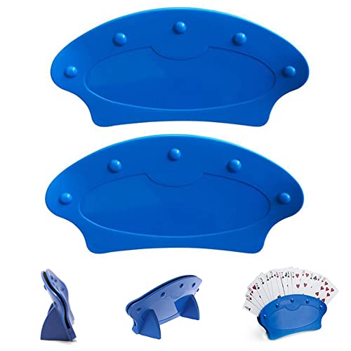 Roysmart 2 Stück Spielkartenständer Spielkartenhalter, Kartenhalter Kinder Spielkarten Halter Kartenspiel Kartenhalter Kunststoff Poker Halter für Kinder, Behinderte, Erwachsene, Senioren, Blau von Roysmart