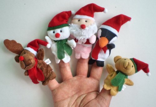 5 x Weihnachts Fingerpuppen. 5 verschiedeneVariationen: Rentier, Schneemann, Weihnachtsmann, Pinguin und Teddy Bär von KiraToys