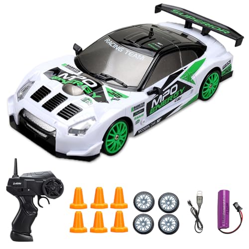 Ferngesteuertes Auto, 1:24 Rc Drift Car mit Arbeitsscheinwerfern, 2,4Ghz Spielzeugauto, Rc Auto 45km/h, Remote Control Car Geschenke für ab 4,5,6,7,8 + Jahre Kinder und Erwachsene (Weiß) von Rppiup