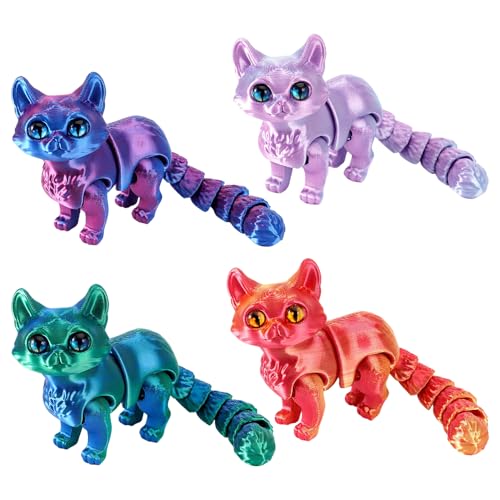 Rppiup 3D-gedruckte Tiere, Katzen, 16 cm, 3D-gedrucktes Spielzeug, flexible bewegliche Katzenfigur, Stressabbau-Spielzeug, 3D-Druck-Spielzeug, Tiere, Katzenliebhaber, Geschenke für Tierliebhaber von Rppiup