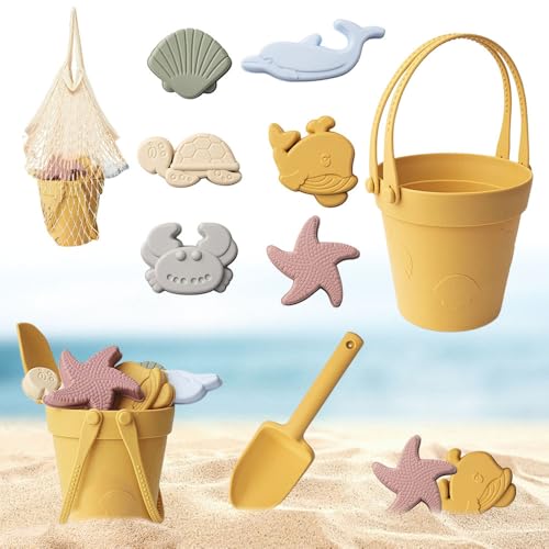 Rppiup 9 Stück Sandspielzeug Silikon, Strandspielzeug Sandspielzeug Set für Kinder, Weich Silikon Sand Spielzeug Set mit Eimer, Netzbeutel, Spaten, Tierformen, Muschel, Seestern für Strand Sandkasten Rppiup 9 Stück Sandspielzeug Silikon, Strandspielzeug Sandspielzeug Set für Kinder, Weich Silikon Sand Spielzeug Set mit Eimer, Netzbeutel, Spaten, Tierformen, Muschel, Seestern für Strand Sandkasten von Rppiup