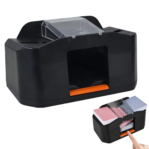 Rppiup Automatischer Kartenmischer, Kartenmischmaschine Elektrische für 1–2 Decks, 2000mAh Akku Wiederaufladbarer Geräuscharmer Kartenmischgerät für UNO Kartenspiel, Poker, Skip BO von Rppiup