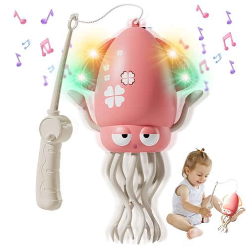 Rppiup Electric Dancing Octopus Toy, Magische Tanzende Krake Spielzeug mit Licht & Musik & Angelrute, Krake Krabbelspielzeug, Automatisch Hindernisvermeidung, Musikspielzeug für MäDchen Jungen von Rppiup