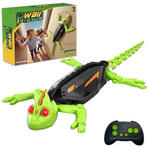 Rppiup Gecko Wandflitzer, Ferngesteuert Chamäleon mit leuchtenden LED-Augen, Eidechse Roboter der an Wänden und Decken entlang krabbelt, Kinder Spielzeug für Jungen Mädchen ab 3 Jahren von Rppiup