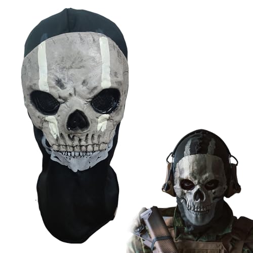 Rppiup Geistermaske Totenkopf Vollgesichtsmaske, Geistergesichtsmaske Latexmasken Halloween Geist Gruselige Vollgesichtsmasken Totenkopfmasken Kostüm Skelettmasken Cosplay Kostüme für Männer Frauen von Rppiup