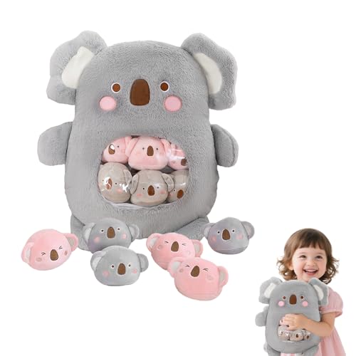 Rppiup Koala Plüsch Kissen mit 6 Abnehmbaren Baby-Koalas, Matschiges Snack Kissen, Weiches und Kuscheliges Plüschtier, Geburtstags Kinder und Erwachsene (Koala) von Rppiup
