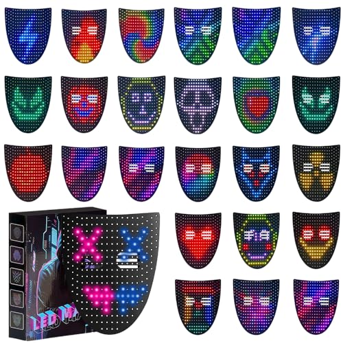 Rppiup LED-Maske mit Gesten-Sensor, Halloween-Maske, LED-beleuchtete Gesichts-Transformationsmasken mit 50 Bildern, digitale LEDs, leuchtende leuchtende Masken für Halloween, Cosplay, Maskerade, Rave Rppiup LED-Maske mit Gesten-Sensor, Halloween-Maske, LED-beleuchtete Gesichts-Transformationsmasken mit 50 Bildern, digitale LEDs, leuchtende leuchtende Masken für Halloween, Cosplay, Maskerade, Rave von Rppiup
