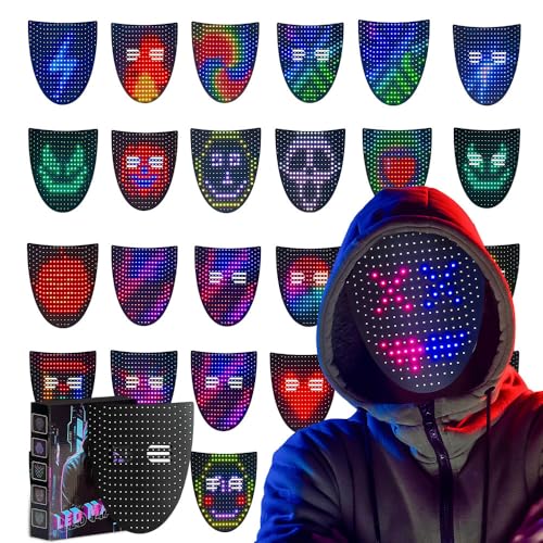 Rppiup LED Masken mit Gestenerkennung, Wiederaufladbare Led Leuchtende Maske mit 25 Animationen & 25 Bilder, Gruselige Leuchtmasken für Cosplay Maskerade Halloween Party Rppiup LED Masken mit Gestenerkennung, Wiederaufladbare Led Leuchtende Maske mit 25 Animationen & 25 Bilder, Gruselige Leuchtmasken für Cosplay Maskerade Halloween Party von Rppiup