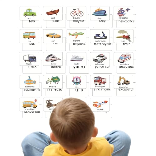 Lernkarten für Kinder, Kindergarten-Vokabel-Baukarten mit Hochfrequenzwörtern, 24 Blatt Primärwortbildung, erste Wörter, Lernkarten, für Kinder von 3–4 Jahren Lernkarten für Kinder, Kindergarten-Vokabel-Baukarten mit Hochfrequenzwörtern, 24 Blatt Primärwortbildung, erste Wörter, Lernkarten, für Kinder von 3–4 Jahren von Rproonay