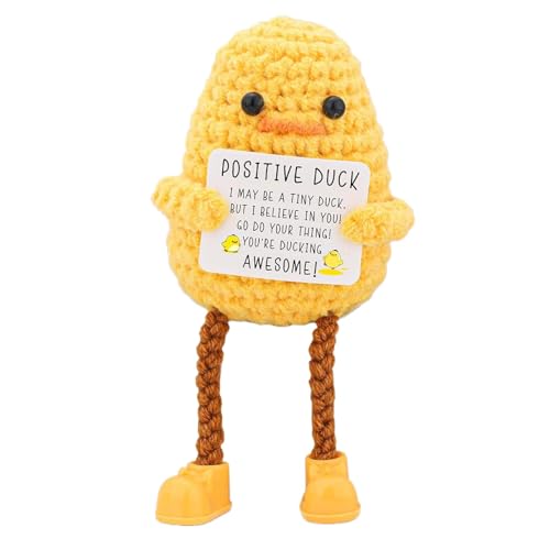 Positive Häkelente, niedliche Häkelpuppe Ente, Aufheiterung Ente Puppe, Komfort gestrickte Ente, inspirierende Häkelente, fröhliche Häkelente mit positiver Nachrichtenkarte, ideal für Unterstützung, Positive Häkelente, niedliche Häkelpuppe Ente, Aufheiterung Ente Puppe, Komfort gestrickte Ente, inspirierende Häkelente, fröhliche Häkelente mit positiver Nachrichtenkarte, ideal für Unterstützung, von Rproonay