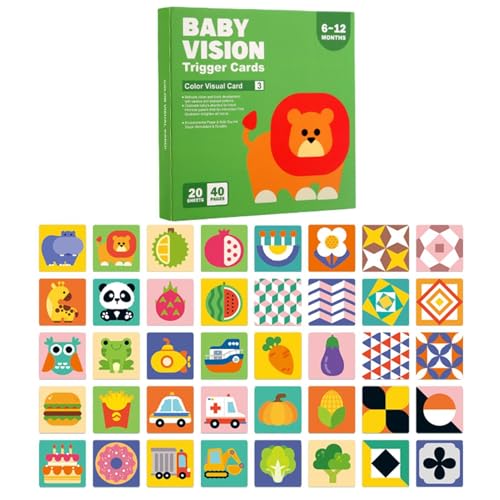 Rrlihjgu 20 Flash-Karten zur visuellen Stimulation für Babys, visuelle Stimulationskarten, Kontrast, sensorische Entwicklungskarten für Neugeborene von 0 bis 3 Monaten von Rrlihjgu