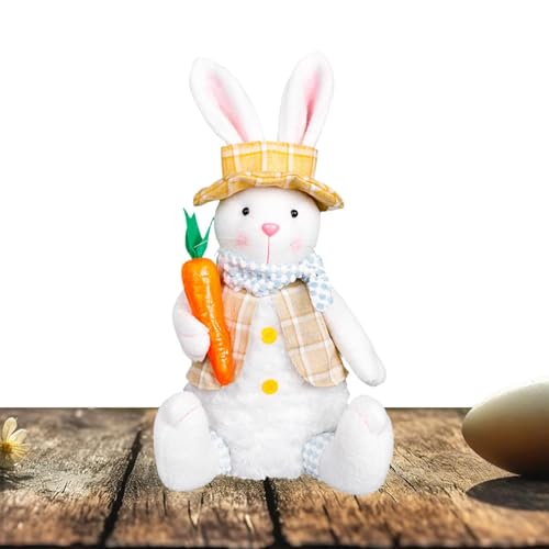 Rrlihjgu Beleuchtetes Kaninchen-Plüschtier, beleuchtetes Plüschtier, sitzende Plüschpuppe, LED- für den Frühlingstisch, Heimdekoration, Figuren von Rrlihjgu