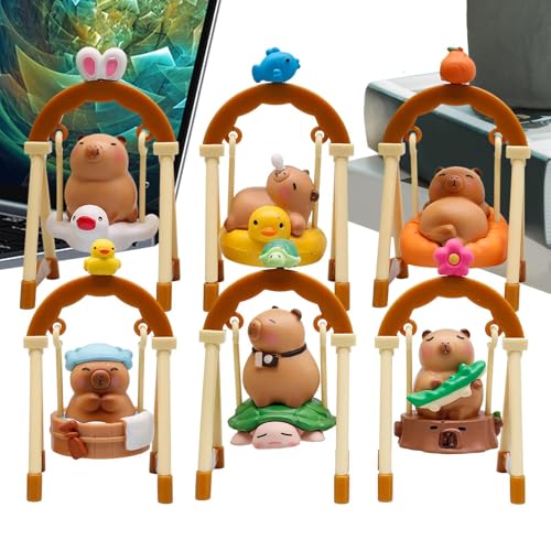Rrlihjgu Capybara Figur | 6X Wippende Miniaturfiguren,Niedliche Tier-Deko Für Schreibtisch, Tisch, Wohnzimmer Und Schlafzimmer Rrlihjgu Capybara Figur | 6X Wippende Miniaturfiguren,Niedliche Tier-Deko Für Schreibtisch, Tisch, Wohnzimmer Und Schlafzimmer von Rrlihjgu