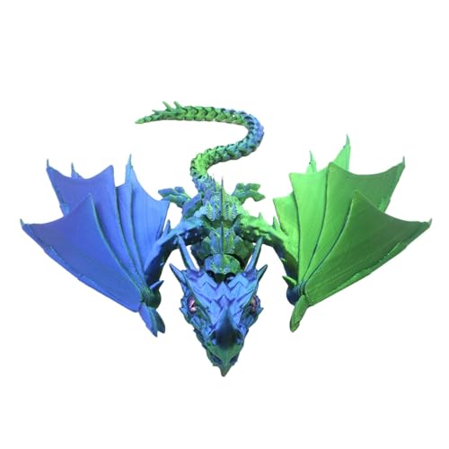 Rrlihjgu Drache mit Flügeln, beweglicher Drache, bedruckt, realistisches Drachenspielzeug, lindert Stress und erhöht die Kreativität mit einem beweglichen Spielzeug für die Heimdekoration von Rrlihjgu