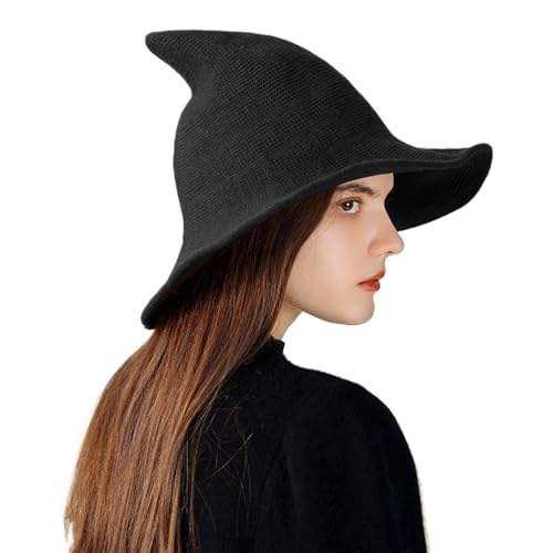 Rrlihjgu Halloween-Hexenhüte, spitzer Strickhut für Damen, für Cosplay, leichtes Zubehör für Erwachsene auf Partys, Veranstaltungen, Festivals, Fotografie und Bühne von Rrlihjgu
