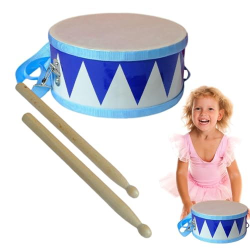 Rrlihjgu Kinder-Schlagzeugset,Schlagzeugset für Kinder - Kindertrommel mit 2 Trommelstöcken, kleine doppelseitige Trommel | Pädagogische 8-Zoll-Holzspaß-Trommelspielzeuge für Babys zur musikalischen von Rrlihjgu