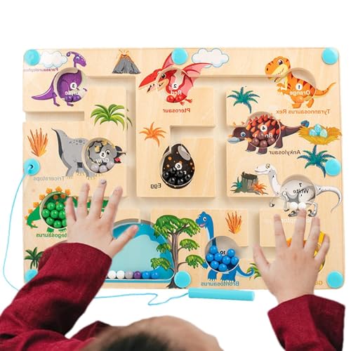 Rrlihjgu Magnetisches Labyrinth, magnetische Sortiertafel - Magnetisches Zahlenlabyrinth,Magnetisches Farb- und Zahlen-Labyrinth-Spielzeug, Holz-Labyrinth-Spielzeug für Kleinkinder, Lernen von Rrlihjgu