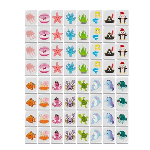 Rrlihjgu Mahjong Spielset, Spiel, Seaside Game Mahjong Sets, mit Strandmuster, Familienspiele, Mahjong Fliesen Set für Frühlingspicknick, 65 Spielsteine 3,8 x 2,2 x 1,5 cm von Rrlihjgu