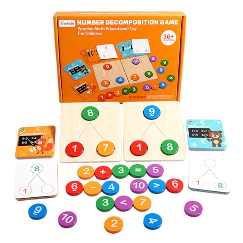 Rrlihjgu Mathematikspiele für Kinder, Mathematikspiele für Kinder, Lernspielzeug aus Holz zur Entwicklung motorischer Fähigkeiten von Rrlihjgu