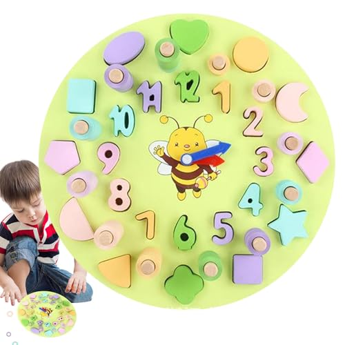 Rrlihjgu Spielzeug mit Zahlenformen aus Holz, Lernuhr für Kinder, buntes Kombinationsset mit Zahlenformen, mathematisches Spielzeug, Lernaktivitäten Rrlihjgu Spielzeug mit Zahlenformen aus Holz, Lernuhr für Kinder, buntes Kombinationsset mit Zahlenformen, mathematisches Spielzeug, Lernaktivitäten von Rrlihjgu