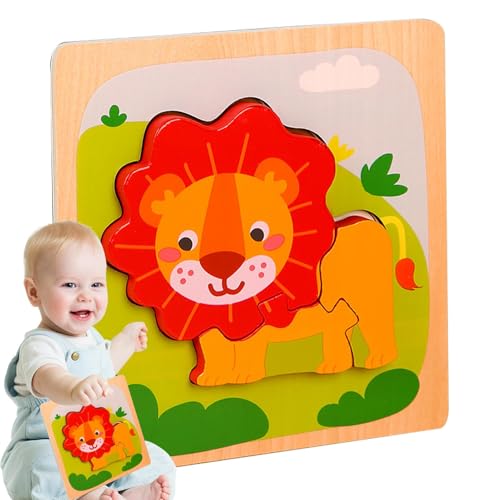 Rrlihjgu Tierpuzzle für Kinder, Tierpuzzle | pädagogisches Puzzlespiel | Holzpuzzle für Kinder, Hirsch, Ente, AFFE, Löwe, Puzzle von Rrlihjgu