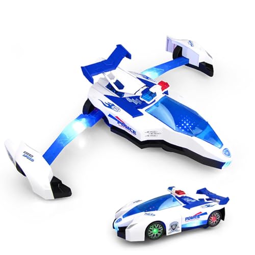 Rrlihjgu Verwandlungsauto, Transformationsauto, Flugzeugspielzeug, Transformator-Spielzeug, Flugzeugspielzeug mit Licht und Musik, für Kinder von 3 bis 5 Jahren von Rrlihjgu