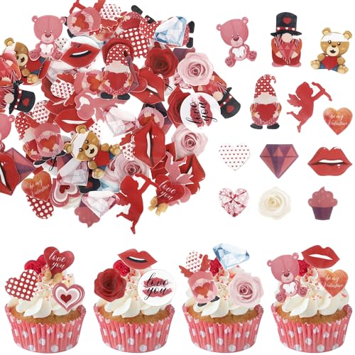 Essbare Cupcake-Aufsätze, 320 Stück, Valentinstag-Dekoration, essbare Kuchendekoration, Cupido Be Mine Lippen, Lebensmittel-Dekoration von Rsstarxi