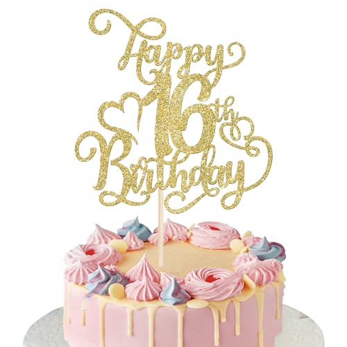 Rsstarxi 1 Packung Gold Glitzer Happy 16th Birthday Cake Topper Cheers to 16 Years Old 16 Fabulous Cake Pick 16th Birthday Cake Decoration for Happy 16th Birthday Anniversary Party Decorations Rsstarxi 1 Packung Gold Glitzer Happy 16th Birthday Cake Topper Cheers to 16 Years Old 16 Fabulous Cake Pick 16th Birthday Cake Decoration for Happy 16th Birthday Anniversary Party Decorations von Rsstarxi
