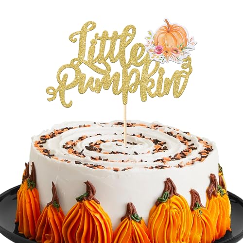 Rsstarxi 1 Packung Little Pumpkin Cake Topper Baby Shower Kuchen Dekoration Herbst Ernte Thema Kuchen Pick für Kürbis Themed Thanksgiving Halloween Geburtstag Party Kuchen Dekorationen Orange von Rsstarxi