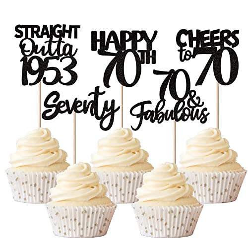 Rsstarxi 30 Stück gerade Outta 1953 Cupcake-Topper schwarz Glitzer 30. Geburtstag Cupcake Picks Seventy Cheers to 70 Cupcake Topper für Happy 70th Birthday Anniversary Party Kuchen Dekorationen Supplies Rsstarxi 30 Stück gerade Outta 1953 Cupcake-Topper schwarz Glitzer 30. Geburtstag Cupcake Picks Seventy Cheers to 70 Cupcake Topper für Happy 70th Birthday Anniversary Party Kuchen Dekorationen Supplies von Rsstarxi