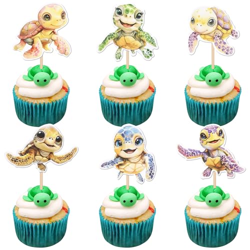 Rsstarxi Cupcake-Topper mit Meeresschildkröte, doppelseitig, Meerestiere, Schildkröten, Cupcake-Picks, Ozean-Thema, Kuchendekorationen für Babyparty, Hochzeit, Geburtstag, Partyzubehör, 36 Stück Rsstarxi Cupcake-Topper mit Meeresschildkröte, doppelseitig, Meerestiere, Schildkröten, Cupcake-Picks, Ozean-Thema, Kuchendekorationen für Babyparty, Hochzeit, Geburtstag, Partyzubehör, 36 Stück von Rsstarxi