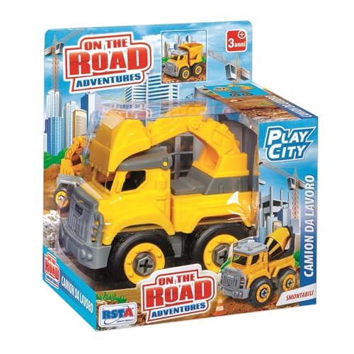 RS Toys Baustellen-LKW zum Auf- und Abbauen, 10 cm – sortiertes Modell 1 Stück (Behälter, Bagger, Kippbar) – Code 11267 Jahre 3+ von Rstoys - Ronchi Supe