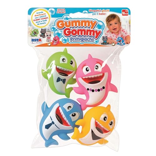RS Toys Set mit 4 Haifischen Gummy Gummy aus weichem PVC für die Badewanne – phthalatfrei – Spielzeug für Babys ab 18 Monaten von Rstoys - Ronchi Supe