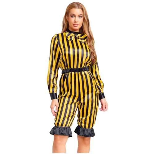 Rswnyirn Damen Clown Kostüm Gruselig Halloween Zirkus Clown Cosplay Outfit Langarm Overall Jumpsuit Karneval Mottoparty Kosütm Gelb&Schwarz XXL Rswnyirn Damen Clown Kostüm Gruselig Halloween Zirkus Clown Cosplay Outfit Langarm Overall Jumpsuit Karneval Mottoparty Kosütm Gelb&Schwarz XXL von Rswnyirn