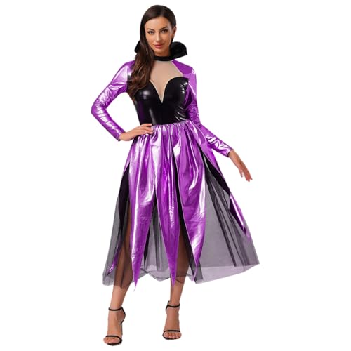 Rswnyirn Damen Glänzend Hexenkleid Lang Böse Meerhexe Kostüm Langarm Maxikleid Halloween Rollenspiel Fasching Karneval Kostüm Violett L Rswnyirn Damen Glänzend Hexenkleid Lang Böse Meerhexe Kostüm Langarm Maxikleid Halloween Rollenspiel Fasching Karneval Kostüm Violett L von Rswnyirn