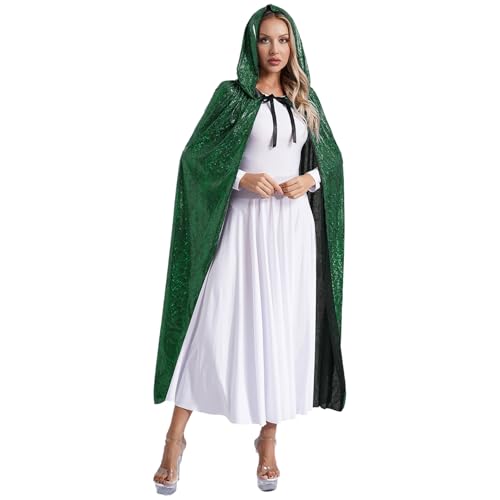 Rswnyirn Damen Glänzend Kapuzenumhang Lange Robe Cape Mittelalter Umhang Mantel Steampunk Halloween Mottoparty Fasching Kostüm Grün L Rswnyirn Damen Glänzend Kapuzenumhang Lange Robe Cape Mittelalter Umhang Mantel Steampunk Halloween Mottoparty Fasching Kostüm Grün L von Rswnyirn