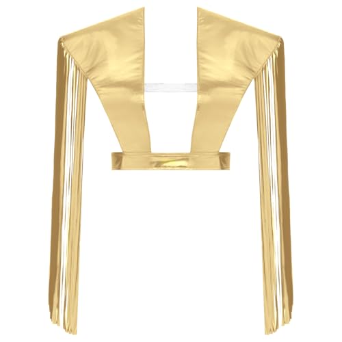 Rswnyirn Damen Schulter Rüstung Metallic Schultergurt Shrug Brust Geschirr mit Quasten Fransen Fasching Gothic Punk Outfit Gold XL Rswnyirn Damen Schulter Rüstung Metallic Schultergurt Shrug Brust Geschirr mit Quasten Fransen Fasching Gothic Punk Outfit Gold XL von Rswnyirn