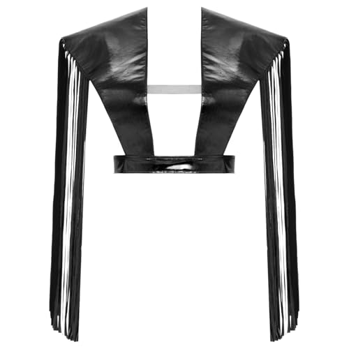 Rswnyirn Damen Schulter Rüstung Metallic Schultergurt Shrug Brust Geschirr mit Quasten Fransen Fasching Gothic Punk Outfit Schwarz S Rswnyirn Damen Schulter Rüstung Metallic Schultergurt Shrug Brust Geschirr mit Quasten Fransen Fasching Gothic Punk Outfit Schwarz S von Rswnyirn