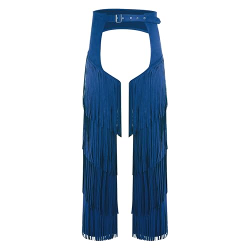Rswnyirn Herren Cowboy Hose Überhosen Lang Chaps Pants mit Fransen Retro Western Sherriff Rollenspiel Kostüm Mottoparty Fasching Blau XXL Rswnyirn Herren Cowboy Hose Überhosen Lang Chaps Pants mit Fransen Retro Western Sherriff Rollenspiel Kostüm Mottoparty Fasching Blau XXL von Rswnyirn