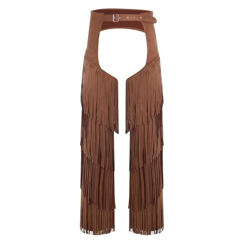 Rswnyirn Herren Cowboy Hose Überhosen Lang Chaps Pants mit Fransen Retro Western Sherriff Rollenspiel Kostüm Mottoparty Fasching Dunkelbraun M Rswnyirn Herren Cowboy Hose Überhosen Lang Chaps Pants mit Fransen Retro Western Sherriff Rollenspiel Kostüm Mottoparty Fasching Dunkelbraun M von Rswnyirn
