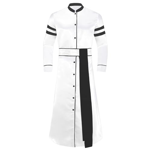 Rswnyirn Herren Klerus Gewand Robe Lang Erwachsene Priester Kostüm mit Gürtel Pfarrer Kostüm Weiß M Rswnyirn Herren Klerus Gewand Robe Lang Erwachsene Priester Kostüm mit Gürtel Pfarrer Kostüm Weiß M von Rswnyirn