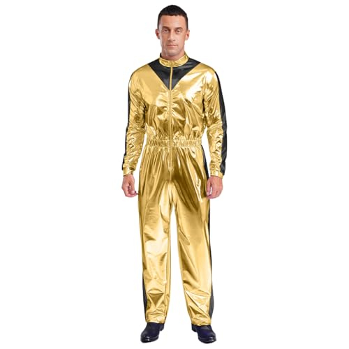 Rswnyirn Herren Overall Jumpsuit Glänzend Shiny Ganzkörper Anzug Zipper Vintage Disco Outfit Halloween Fasching Karneval Kostüm Gold L Rswnyirn Herren Overall Jumpsuit Glänzend Shiny Ganzkörper Anzug Zipper Vintage Disco Outfit Halloween Fasching Karneval Kostüm Gold L von Rswnyirn